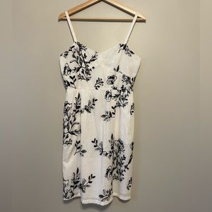 JCrew White Dress with black floral embroidery